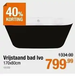 Cevo Vrijstaand Bad Ivo 170x80cm 40% Korting aanbieding