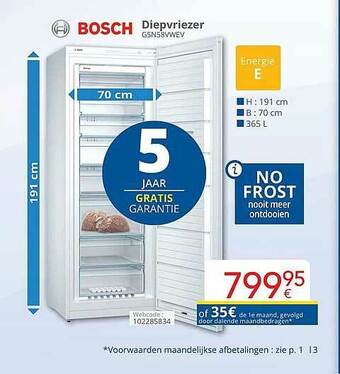 Eldi Bosch Diepvriezer GSN58VWEV aanbieding