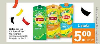 Albert Heijn Lipton Ice Tea 1.5 Literpakken aanbieding