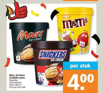 Albert Heijn Mars, Snickers Of M&M's Pints aanbieding