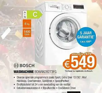 Bosch Wasmachine Bowan28273fg