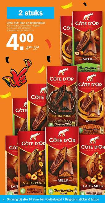 Albert Heijn Côte D'Or Bloc En BonBonBloc aanbieding