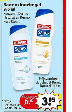Kruidvat Sanex Douchegel 975ml aanbieding