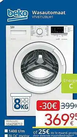 Eldi Beko Wasautomaat VTV8712BLW1 aanbieding