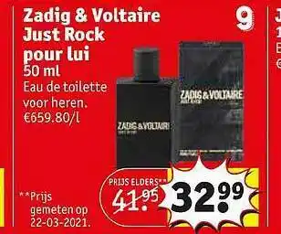 Kruidvat Zadig & Voltaire Just Rock Pour Lui 50 Ml aanbieding