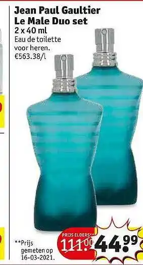 Kruidvat Jean Paul Gaultier Le Male Duo Set 2x40 ml aanbieding