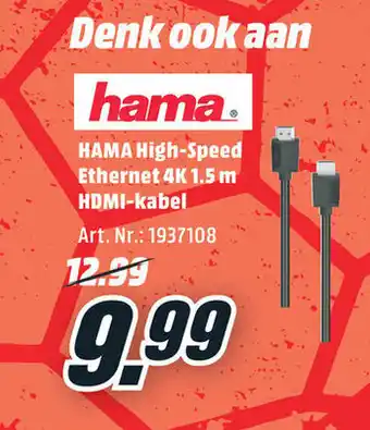 MediaMarkt HAMA High-Speed Ethernet 4K 1.5 m HDMI-kabel aanbieding