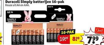 Kruidvat Duracell Simply Batterijen 16-pak aanbieding