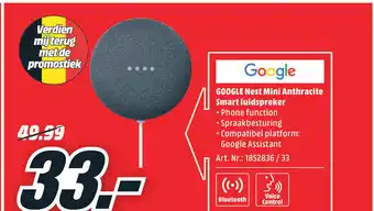 Google Nest Mini Anthracite Smart luidspreker