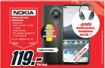 MediaMarkt Nokia 3.4 DS 32 GB Smartphone aanbieding
