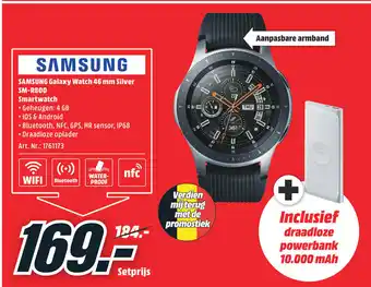 MediaMarkt Samsung Galaxy Watch 46mm Silver SM-R800 aanbieding