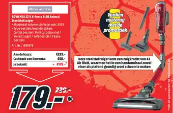 MediaMarkt Rowenta 22 V X-Force 8.60 Animal Steelstofzuiger aanbieding