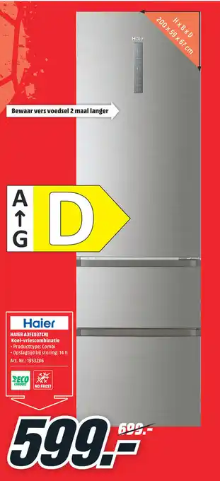 Haier A3FE837CHJ Koel-vriescombinatie