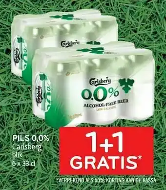 Alvo Pils 0,0% carlsberg 1+1 gratis aanbieding