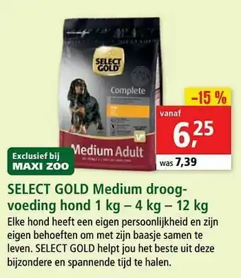 Maxi Zoo Select gold medium droogvoeding hond aanbieding