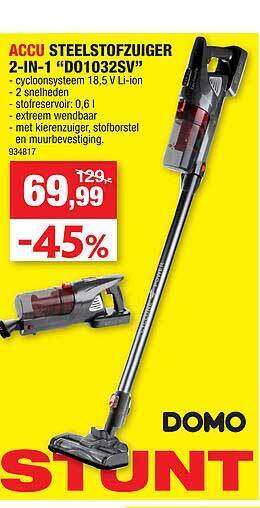 Hubo Accu Steelstofzuiger 2in1 aanbieding