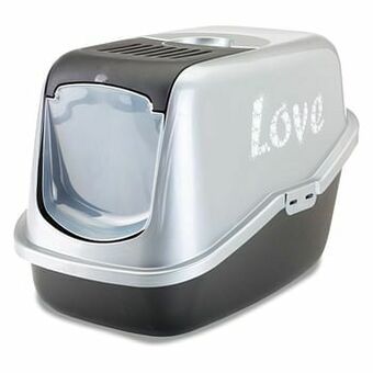 Zooplus - Zwart / Grijs met "Love" opdruk - Savic Kattenbak Nestor Impression aanbieding
