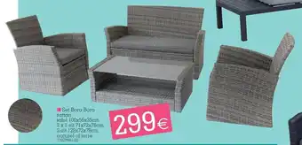 Set Bora Bora rattan tafel 100x56x35cm 10027661-62