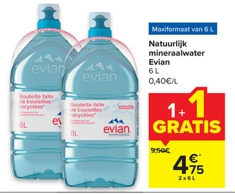 Carrefour Market Natuurlijk mineraalwater Evian 6 L aanbieding