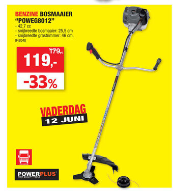 Hubo PowerPlus Benzine Bosmaaier "POWEG8012" aanbieding