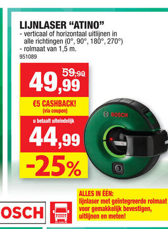 Hubo Bosch Lijnlaser "Atino" 1.5m aanbieding