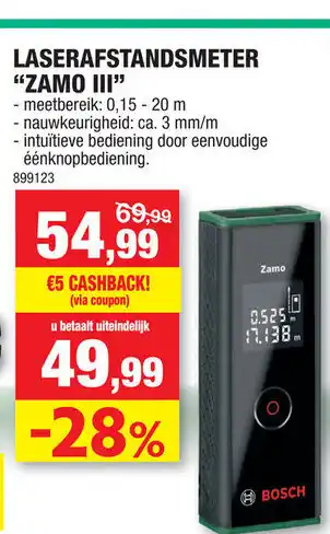 Hubo Bosch Laserafstandsmeter "Zamo III" 20m aanbieding