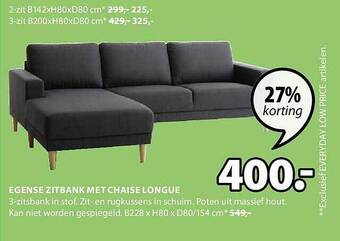 Jysk Egense Zitbank Met Chaise Longue aanbieding