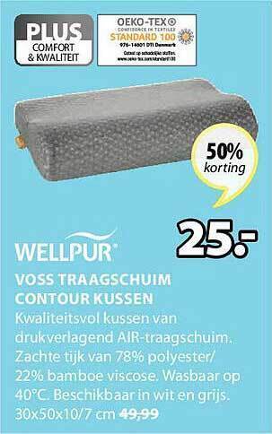 Jysk Voss Traagschuim Contour Kussen aanbieding