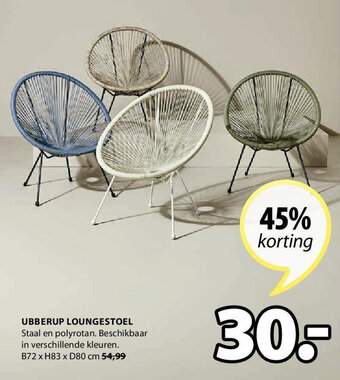 Jysk Ubberup Loungestoel B72 x H83 x D80 cm aanbieding
