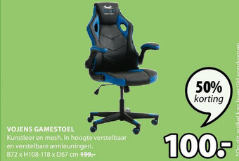 Jysk Vojens Gamestoel B72 x H108-118 x D67 cm aanbieding