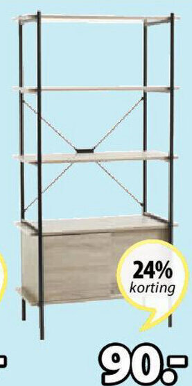 Jysk Vanborg Rek 4 Schappen 2 Deuren B80 x H163 x D40cm aanbieding