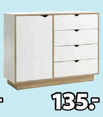 Jysk Mammen Commode 4 Lades 1 Deur B111 x H86 x D38cm aanbieding