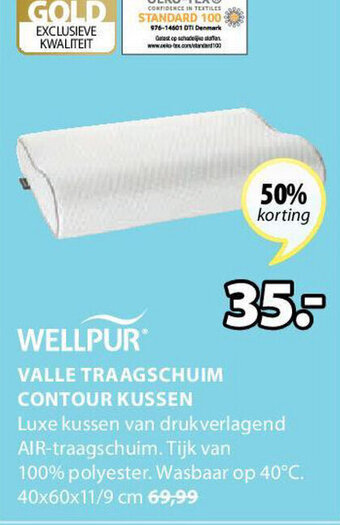 Jysk Wellpur Valle Traagschum Contour Kussen aanbieding