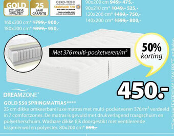 Jysk Dreamzone Gold S50 Springmatras aanbieding