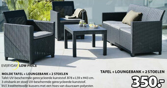 Jysk Molde Tafel + Loungebank + 2 Stoelen aanbieding