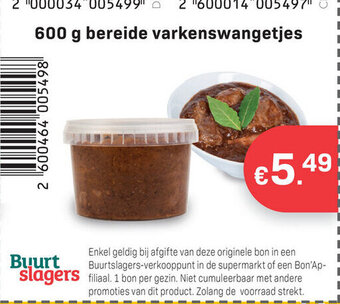 Buurtslagers Bereide Varkenswangetjes 600g aanbieding