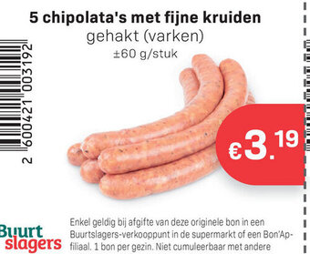 Buurtslagers Chipolata's Met Fijne Kruiden 5 aanbieding