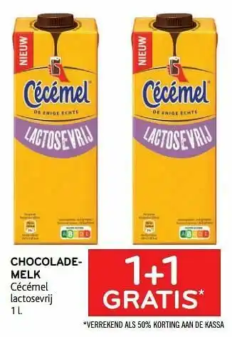 Chocolademelk cécémel 1+1 gratis