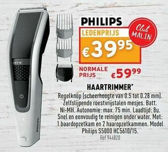 Trafic Haartrimmer philips s5000 hc5610-15 aanbieding