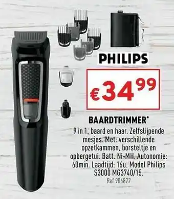 Trafic Baardtrimmer philips s3000 mg3740-15 aanbieding