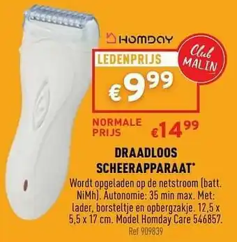 Trafic Draadloos scheerapparaat homday care 546857 aanbieding