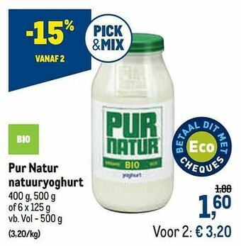 Makro Pur natur natuuryoghurt aanbieding