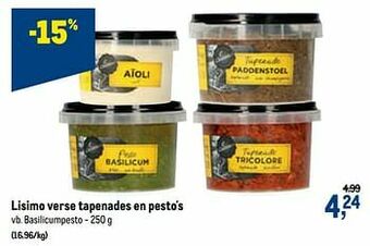Makro Lisimo verse tapenades en pesto`s basilicumpesto aanbieding