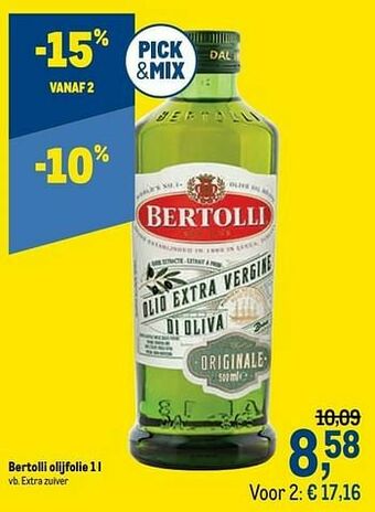 Makro Bertolli olijfolie extra zuiver aanbieding