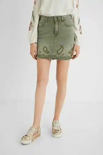 Desigual Korte spijkerrok met paisleymotieven - GREEN - 28 aanbieding