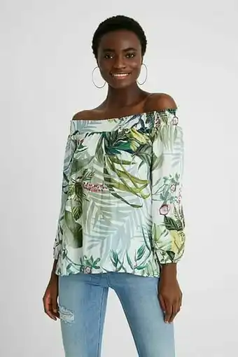 Tropische blouse met boothals - WHITE - L