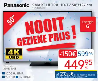 Eldi Panasonic Smart Ultra HD-TV 50"/127cm TX50JX610E aanbieding