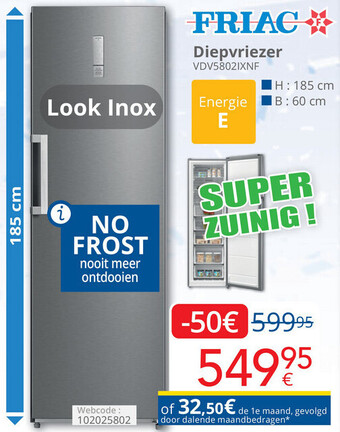 Eldi Friac Diepvriezer VDV5802IXNF aanbieding