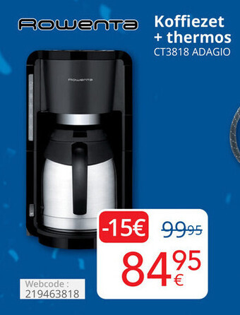 Eldi Rowenta Koffiezet + Thermos CT3818 ADAGIO aanbieding