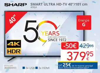 Eldi Sharp Smart Ultra HD-TV 40"/101 cm 40BJ4 aanbieding